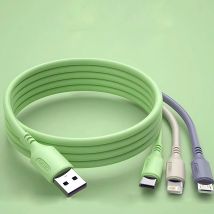 Green Portable USB A Cable 3 in 1 Type C Cable To USB C Micro Data Cord For iPhone 15 Pro Max 100W Fast Charging Wire