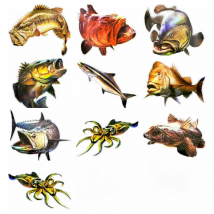 20cm Big Size Marine Life Deep Sea Fish Laser Style Waterproof Stickers for Fisherman Boat Luggage Laptop Motorcycle Car Sticker