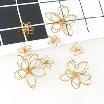 10pcs Gold Metal 3D Flowers Geometry Charms Earrings Connectors Handmade For DIY Earrings Jewelry Making Finding Accessories