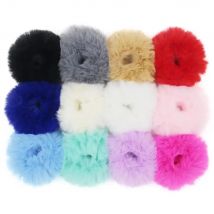 Furling Girl 1 PC Fluffy Faux Fur Furry Scrunchies Soft Hand Made Fur Elastic Hair Bands Ring for Ladies Hair Ties