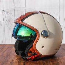 KEAZ Newest Retro Helmet Autumn Winter Cruise Motorcycle Half Helmet Men Women Electric Vehicle Thermal Helmets Long Visor