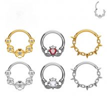 G23 Ttianium Piercing Septum Nose Rings Hoops Heart CZ 16G Hinged Clicker EAR Cartilage Tragus Helix Daith PIERC Body Jewelry