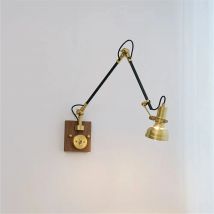 Nordic Retro Copper Wall Light Adjustable Long Swing Arm With Plug Switch Bedroom Bedside Wall Lamp Home Decor Sconce Lights