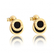 High Quality Black Enamel Roman Numerals Stud Earrings For Women/Men Girls Piercing Jewelry Titanium Steel Gold Color Earring