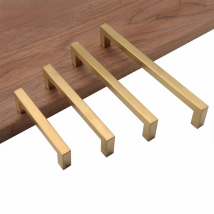 RUNBAZEF New Golden Brass Kitchen Cabinet Handles Modern Dresser Pulls Door Handles and Knobs Square Furniture Hardware