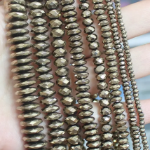 Natural Hematite Plated Pyrite Faceted Rondelle 2x3mm-3x8mm beads ,For DIYJewelry making! Mixed wholesale for all items !