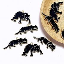 10pcs Original Black Panther Alloy Enamel Charms Cool Animal Metal Pendant For Necklace Earring DIY Jewelry Make