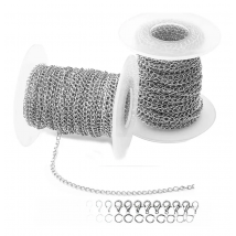 10m Stainless Steel 2.5/3/4mm Extender Chains Link Necklace Bulk for Jewelry Making with 20 Lobster Clasps and 50 Jump Rings