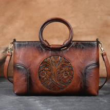 2025 New High Quality Leather Women Handbag Retro Handmade Embossed Shoulder Bag For Women Large Capacity Female Messenger Bags