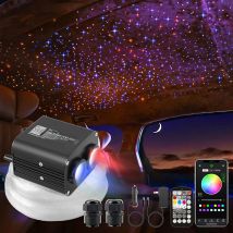 Twinkle LED Fiber Optic Light RGBW Driver Double Color Light Source DC12V 20W with BluetoothP&Music Mode for Car Starry Sky Lamp