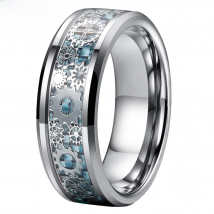 MenBand Unique 6/8mm Tungsten Carbide Rings Wedding Band Gear Wheel Blue Carbon Fiber Inlay Fashion Jewelry Comfort Fit
