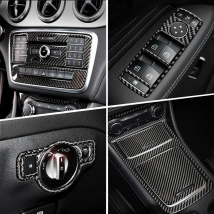 Carbon Fiber For Mercedes A GLA CLA Class W176 X156 C117 Car Interior Gearshift AC CD Panel Door Armrest Cover Trim Accessories