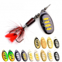 1pcs Spinner Bait Spoon Lures Metal Fishing Lure 13 colors 7.5g 12g 17.5g Pike Bass Hard Bait With Feather Treble Hooks 1#