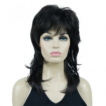 StrongBeauty Synthetic Wig Long Soft Fluffy Shag Black Highlighted Heat Resistant Hair Wigs