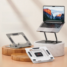 llano Laptop Stand for Desk, Laptop Riser with 360° Rotating Base, Adjustable Height Notebook Holder, Dual Rotary Shaft