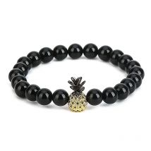 ASHMITA 2019 8MM Black Onyx Pineapple Bracelet Man Fashion Women  Gift For Girl Boy Beautiful Beads