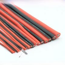 1/2/5M Copper Wire Silicone Rubber Cable Soft 8 10 12 14 16 18 20 22 24 26 28AWG 2Pins Flexible DIY LED Lamp Connector Black Red