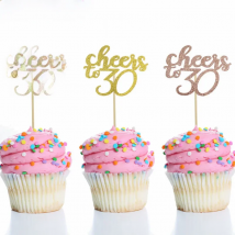 Chicinlife 10Pcs Gold Cheers To 30 40 50 60 Cupcake Toppers Adult Birthday Party Anniversary 30th 40th 50th 60th Cake Supplies