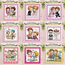 Cartoon Lovers Boy Girl Counted 11CT 14CT Cross Stitch Sets Wholesale DIY DMC Cross-stitch Kits Embroidery Needlework Home Decor