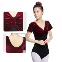 Velvet Short Sleeve Ballet Danc Leotard Adults Rhythmic Gymnastics Daily Practice Bodysuit Girls Ballet Costumes Sexy Dance Wear