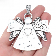 ZXZ 2pcs Tibetan Silver Large Hammered Guardian Angel Charms Pendants For Necklace Jewelry Making Findings 71x62mm