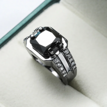 Real Pure Mens Rings Black Color Antique Vintage Rings for Mens with Stone Square Black Onyx Stones Jewelry Anello Uomo