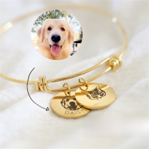 Personalized Pet Photo Disc Bracelet For Women Tiny Cat Name Pendant Bracelet Custom Animal Photo 316L Stainless Steel Jewelry
