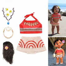 One Piece Halloween Vaiana Baby Girl Dress Fancy Infant Birthday Party Moana Princess Clothing Sets Fluffy Vintage Beach Dress