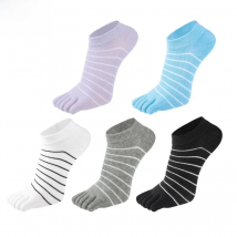 1 Pair Pure Cotton Five Finger Ankle Socks Woman Girl Striped Solid Fashion Cute Harajuku No Show Socks With Toes Hot Sell