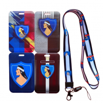 Chile Football Style ID Card Holder Neck Strap Students Credit Card Case Lanyard Child Visit Door Identity Badge Holder Keychain