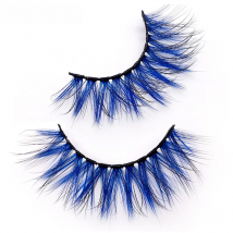 OKAYLASH 3D Dramatic Cruelty Free Faux Mink Colored Eyelashes Natural Long Colorful Blue  Eye Lashes for Cosplay Party Make Up