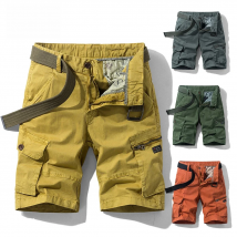 2024 New Spring Summer Men Cargo Shorts Cotton Relaxed Fit Breeches Bermuda Casual Short Pants Clothing Social Cargo Short Men