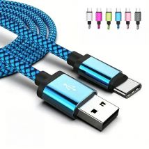 USB Type C Cable Date Sync 2.4A Fast Charging For Samsung Huawei Android Mobile Phone 1m 2m 3m Nylon Braided Wire Charger Cable