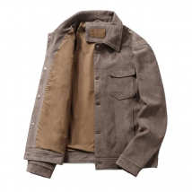Mcikkny Fashion Mens Suede Leather Jackets Coats Solid Color Leather Jackets Outwear For Male SIze M-4XL