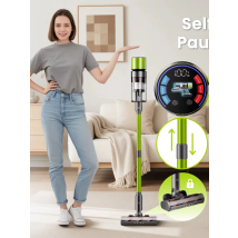SmartAI Real 80 Min Ultra-Long Runtime Cordless Vacuum Cleaner, 650W 65KPA Powerful Suction Stick Vacuum with 8*3000mAh Big Battery, HEPA12 Filtration, Touch Display Vacuum Cleaner for Carpet, Hard
