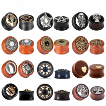 EARKUO Fashionable Style Wood Ear Gauges Tunnels Plugs Piercing Body Jewelry Earring Expanders Stretchers For Women Men 2PCS