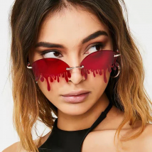 Fashion Rimless Sunglasses Woman Trendy Tears Shaped Sun Glasses Female Brand Designer Vintage Metal Frameless Oculos De Sol