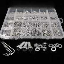 Total 400/650/1140/2100X M1.6 M2 M2.5 M3 M4 M5 304 Stainless Steel Hexagon Hex Socket Cap Head Screw Bolt Nut Set Assortment Kit