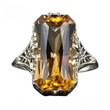 925 Sterling Silver Women's Ring with Citrine Hollowed-out Luxury  Gemstone Wedding Jewelry 925 Silver Rings For Women