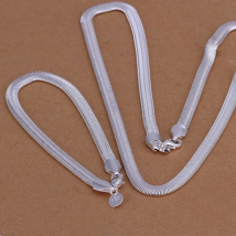 Wholesale 925 Sterling Silver Necklace Bracelets Jewelry Set 6MM Flat Soft Snake Chain Fashion  Women Mens Wedding