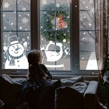 1Set Santa Claus Snowman Elk Window Stickers Snowflake Electrostatic Wall Sticker 2024 Christmas Decoration For Home New Year