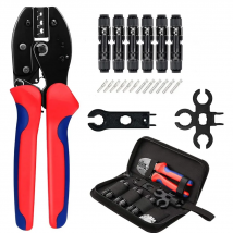 Solar Crimping Tool Kit for 2.5-6.0mm²/AWG26-10 Solar Panel PV Cable with 12PCS Male Female Solar Panel Cable Connectors MC3