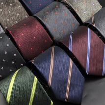 New Design Wedding Men Tie Wine Red Brown Green Striped Dots Neckties Men Business Dropshipping Groom Collar Accessories Gift
