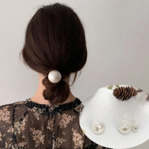 2.5cm Large Size Pearl Elastic Hair Bands Nylon Stretch Seamless Ponytail Holder Women Hair Ties Simple Scrunchies  Accessories