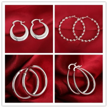 Big Hoop Earrings Silver Color Woman Fashion Jewelry Best Party Gifts Round Earrings Christmas Gifts Wholesale Price