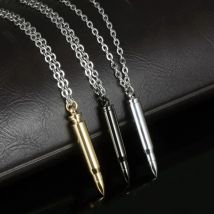 2025 NEW Stainless Steel Men Gift Bullet Pendant Necklace Gold-color Black Color Women's Jewelry March 8 Perfume Jewelry