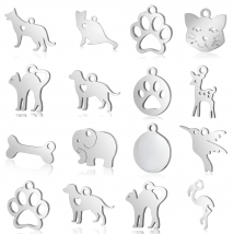 10pcs/lot Pet Dog Cat Paw DIY Charms Wholesale 316 Stainless Steel Dachshund Elephant Pendant Hummingbird Frog Connector Charm