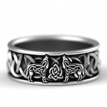 Huitan Viking Nordic Mythology Giant Wolf Men Ring Defense Totem Wolf Fashion Hip Hop Rock Unisex Finger Ring Punk Gift