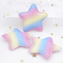 24Pcs 48mm Glitter Rainbow Fabric Patches Padded Star Shape Felt Garment Appliques For Decoration DIY Hair Accessories