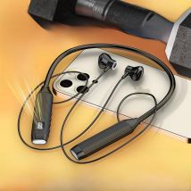 NEWMSNR Super Power Stereo Sound Wireless Headphones Bluetooth Earphones Neckband Magnetic Earbud LED Sports Headset with HD Mic